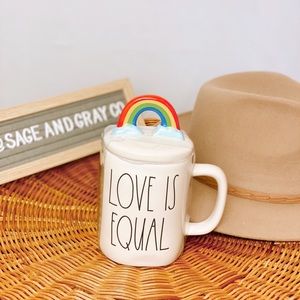 Love is equal mug with rainbow lid